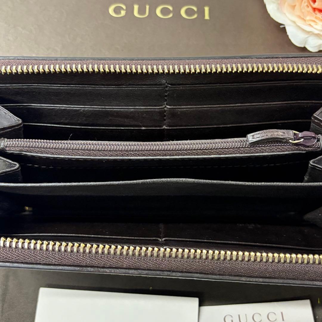 新品同様‼️ グッチ　GUCCI 財布　長財布　シマレザー　ラウンドファスナー