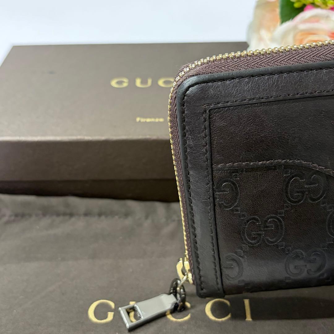 新品同様‼️ グッチ　GUCCI 財布　長財布　シマレザー　ラウンドファスナー