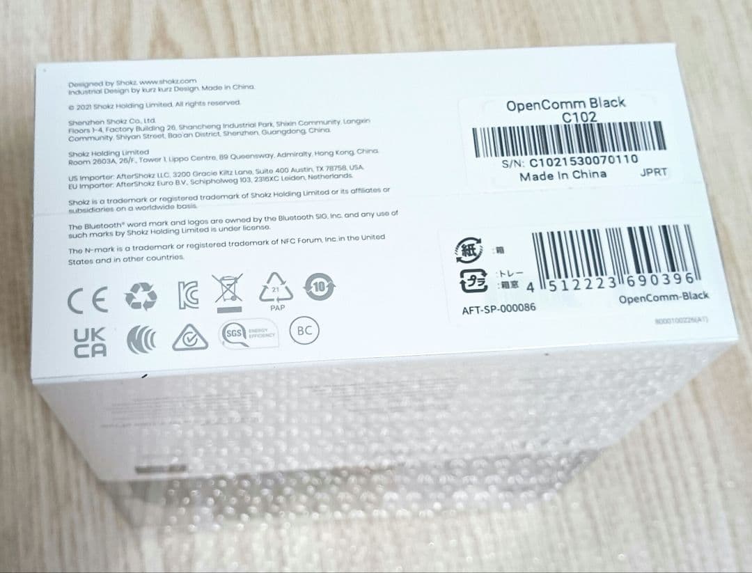 SHOKZ OPENCOMM 骨伝導イヤホン ブラック