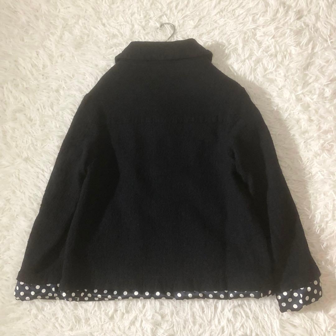 トリココムデギャルソン ウール縮絨ジャケット 裏地ドット レイヤード ネイビー