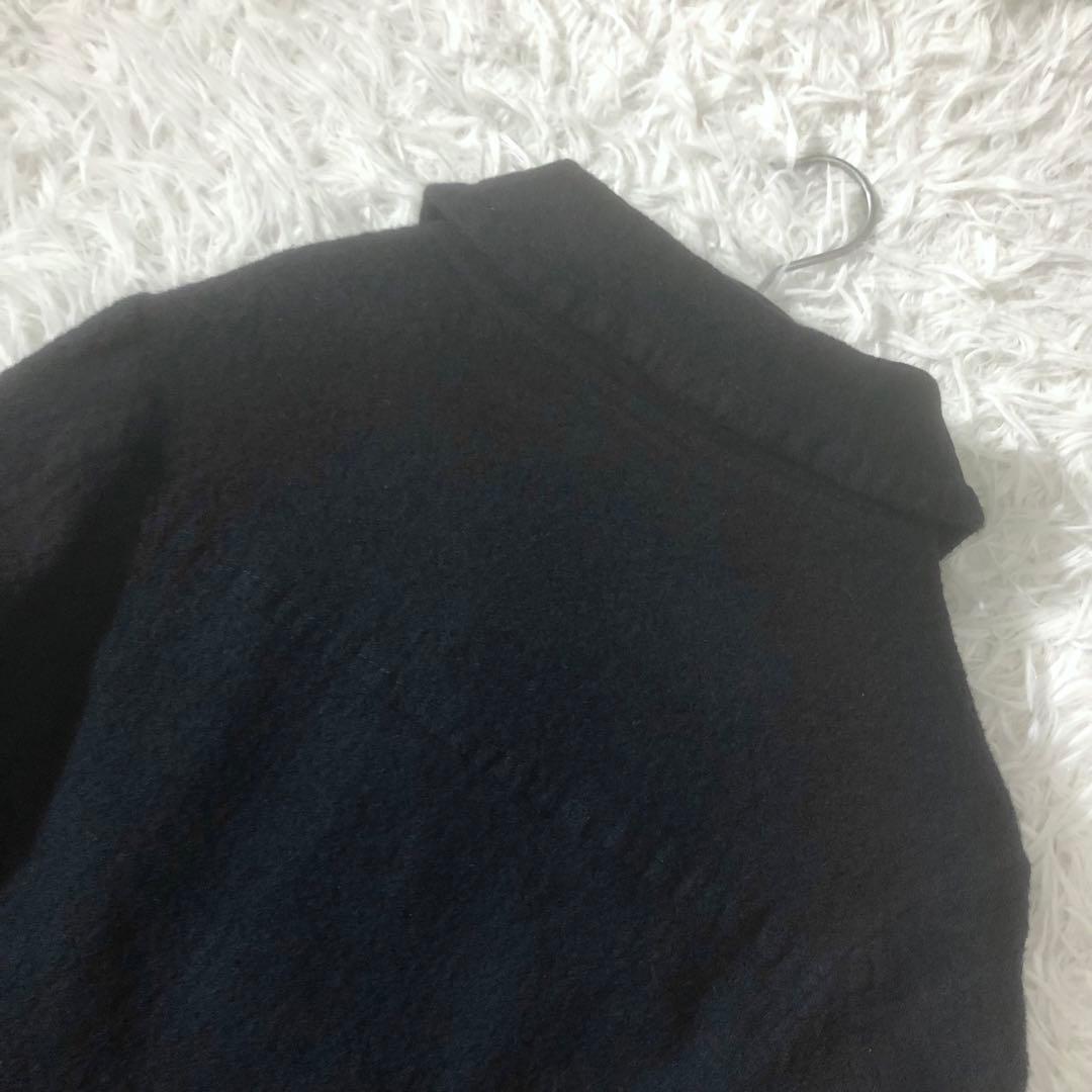 トリココムデギャルソン ウール縮絨ジャケット 裏地ドット レイヤード ネイビー