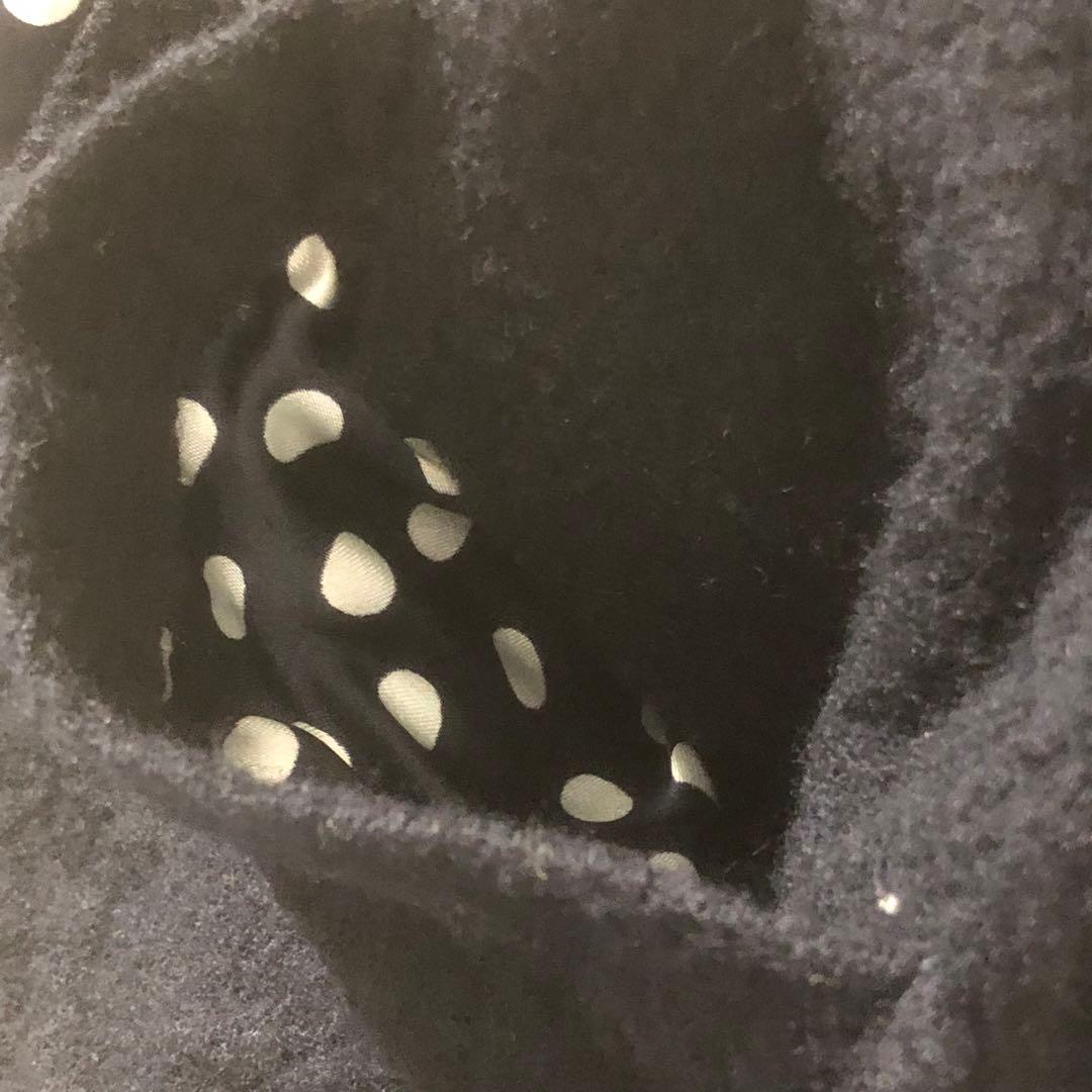 トリココムデギャルソン ウール縮絨ジャケット 裏地ドット レイヤード ネイビー