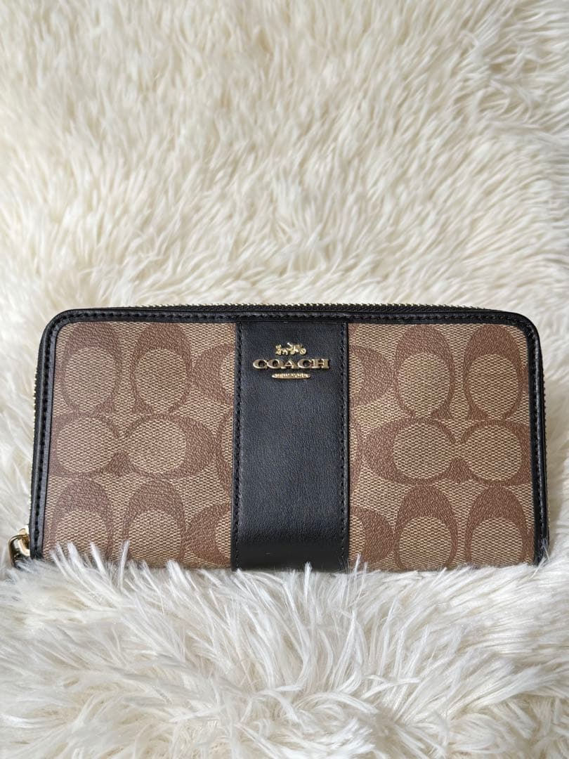 【正規品】COACHシグネチャー ラウンドファスナー長財布 F54630