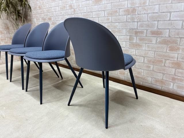 ダイニングチェア　４脚セット　ネイビー　送料無料　新品