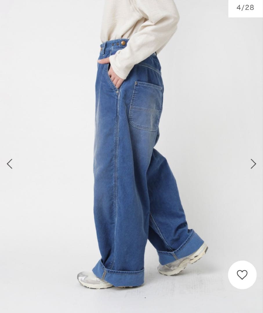 “RNA-N”ユーズドライクコーディロイワークパンツ・インディゴブルー・未使用品