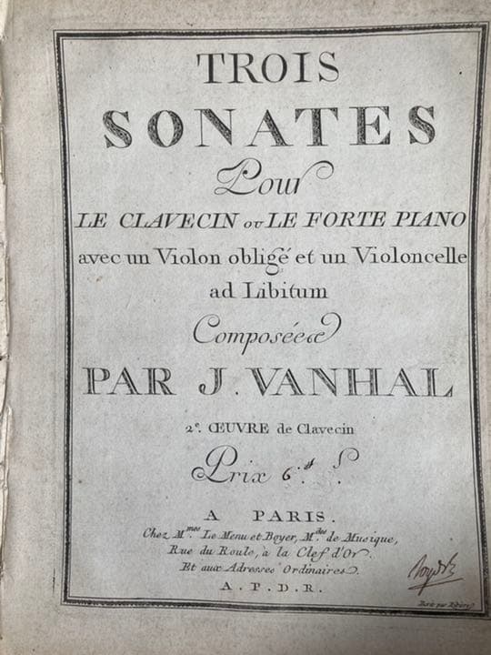 ヴァンハル：３つのピアノ三重奏曲集（1801）