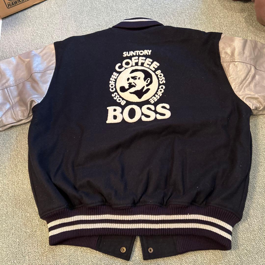 BOSS COFFEE スタジャン Yサイズ ネイビー/シルバー