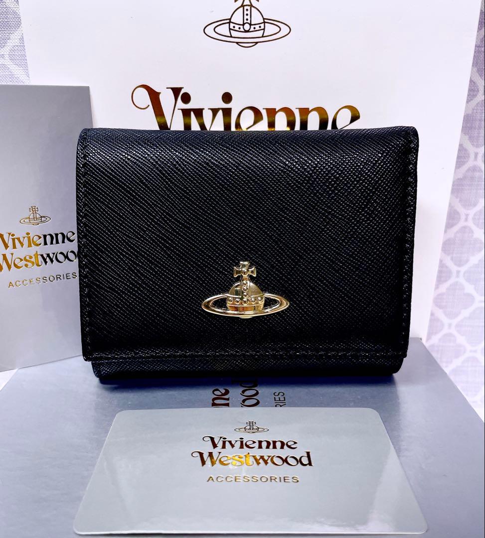 【大人気♡ショッパー付】新品 ヴィヴィアン・ウエストウッド　三折り財布 黒
