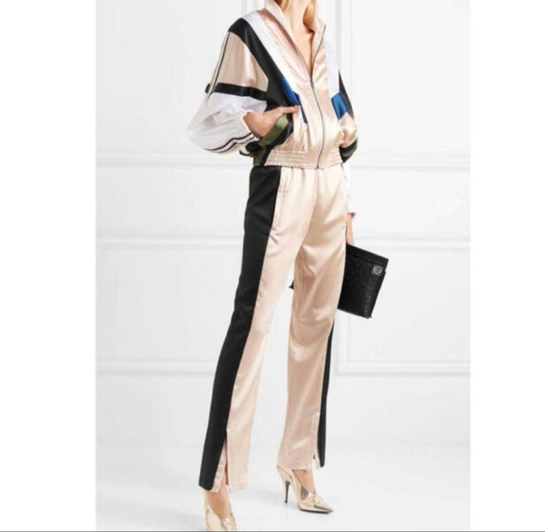 KOCHE 微光沢アセテート 配色切替スウィングトップ ZIPスポーツジャケット