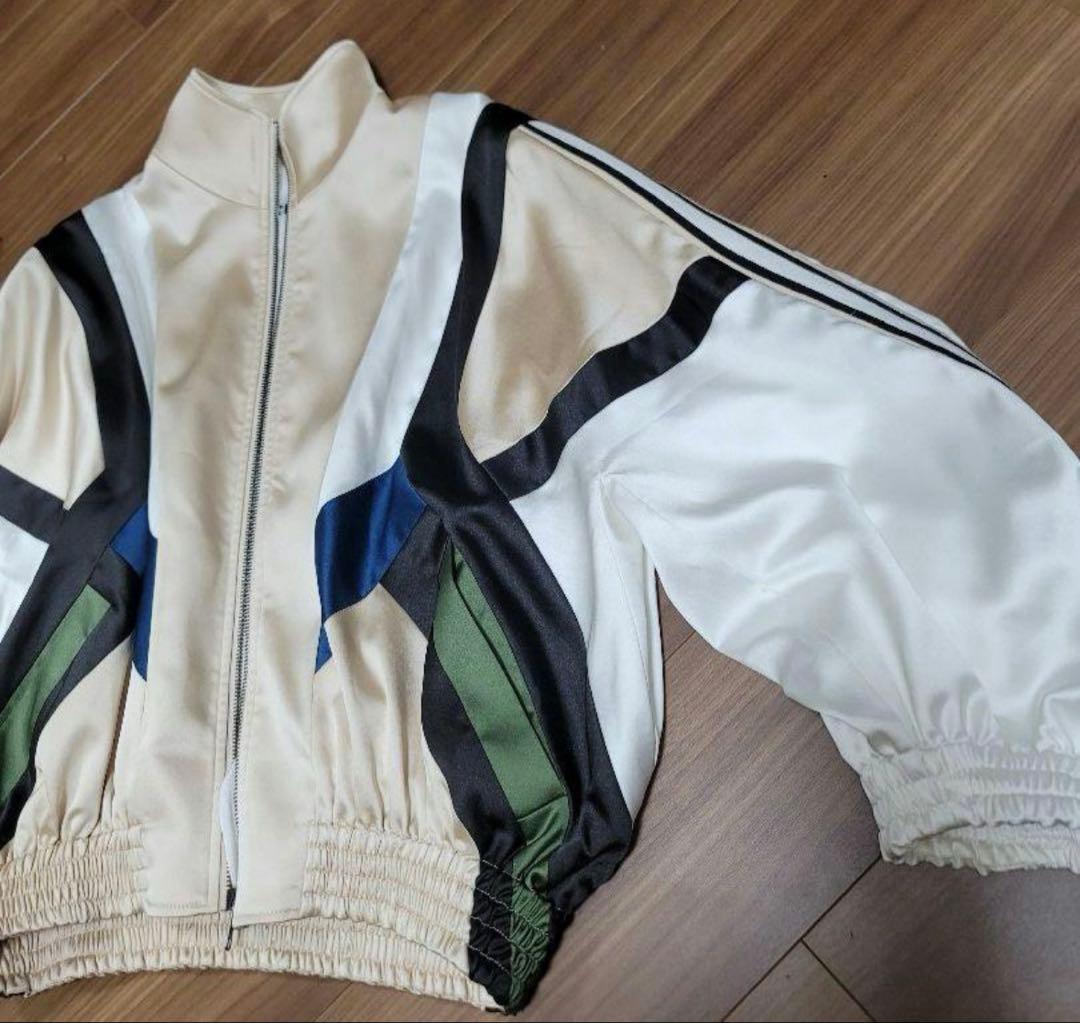 KOCHE 微光沢アセテート 配色切替スウィングトップ ZIPスポーツジャケット