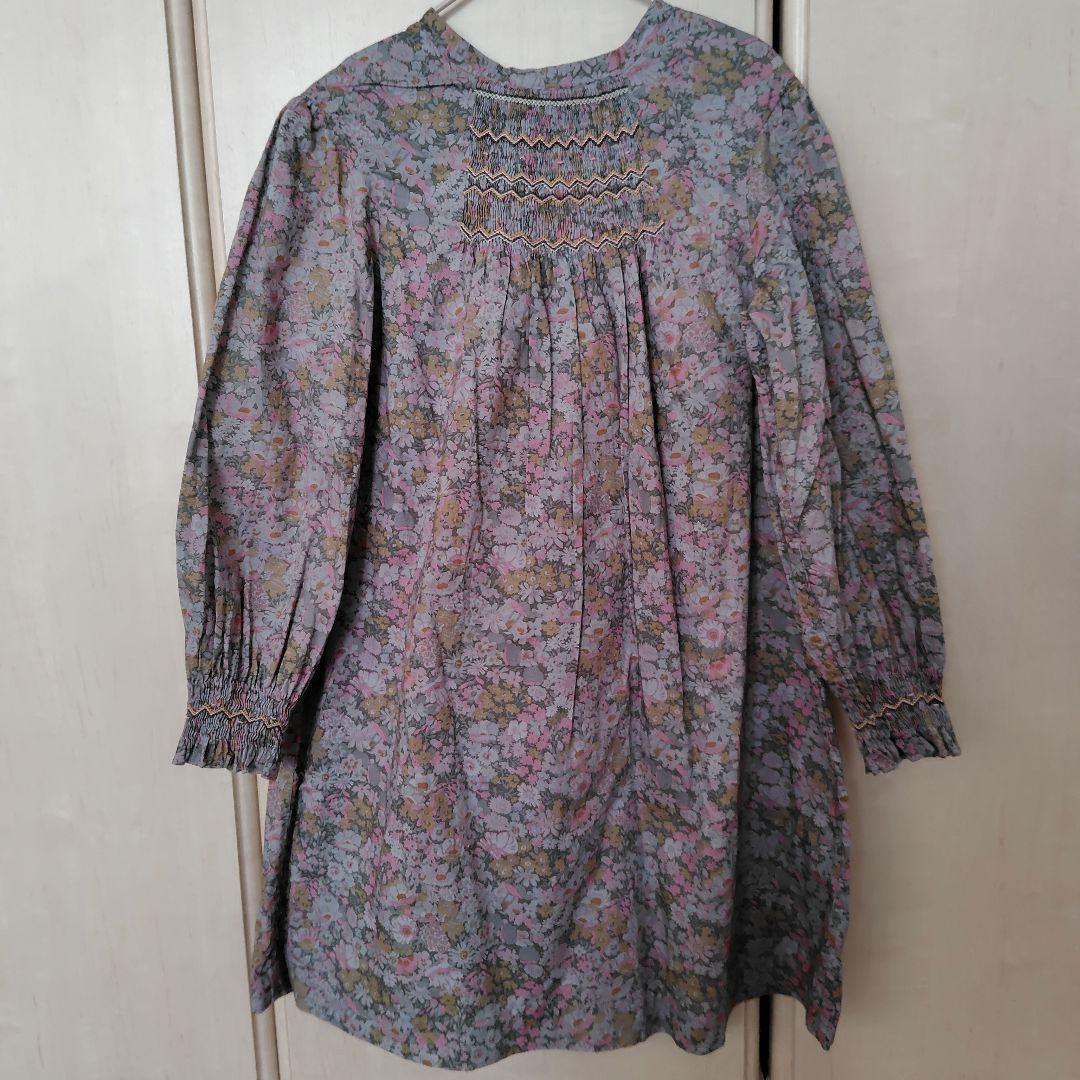 再値下げ【2度着用】ボンポワン 限定リバティ スモッキングドレス 10A