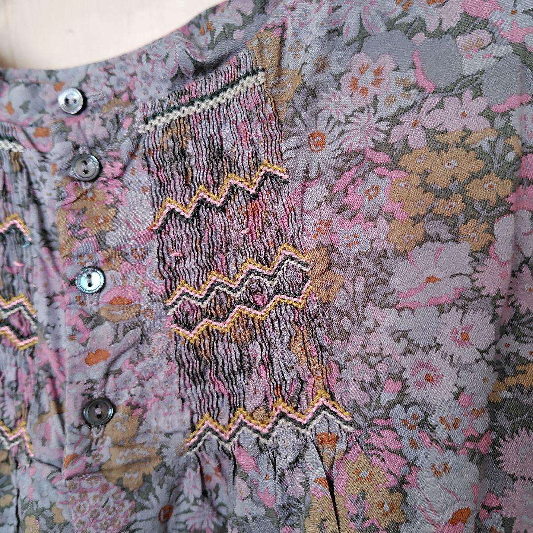 再値下げ【2度着用】ボンポワン 限定リバティ スモッキングドレス 10A