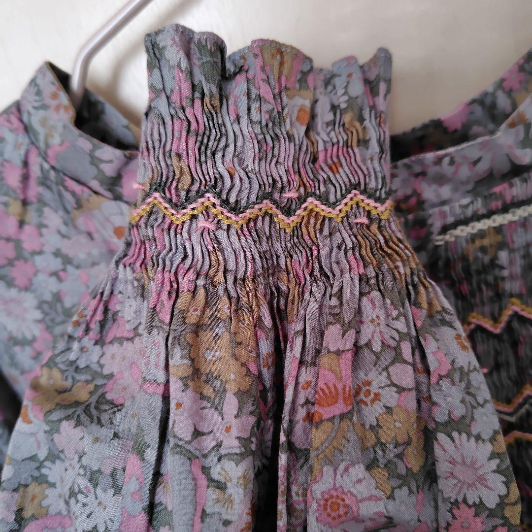 再値下げ【2度着用】ボンポワン 限定リバティ スモッキングドレス 10A