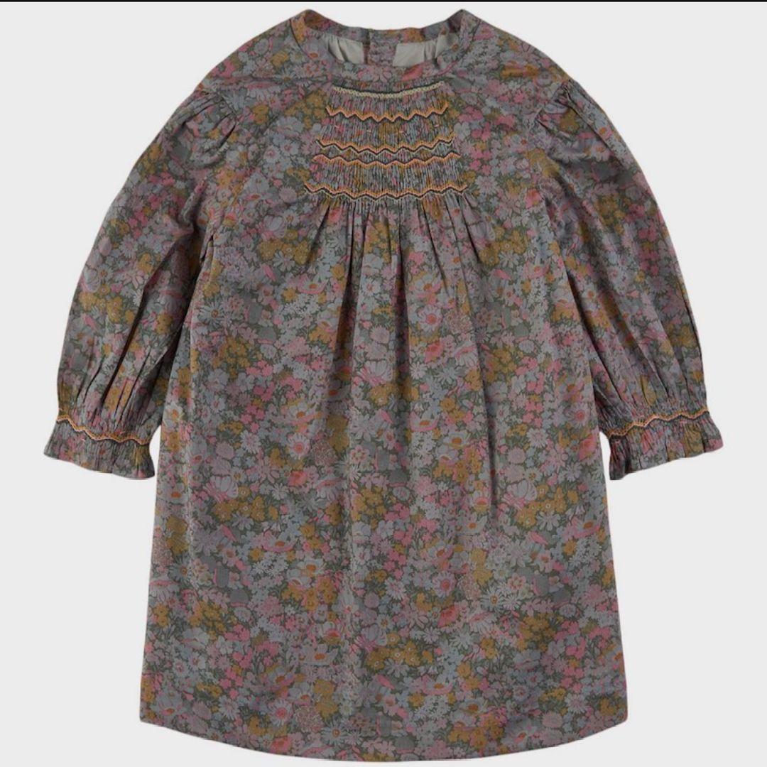 再値下げ【2度着用】ボンポワン 限定リバティ スモッキングドレス 10A