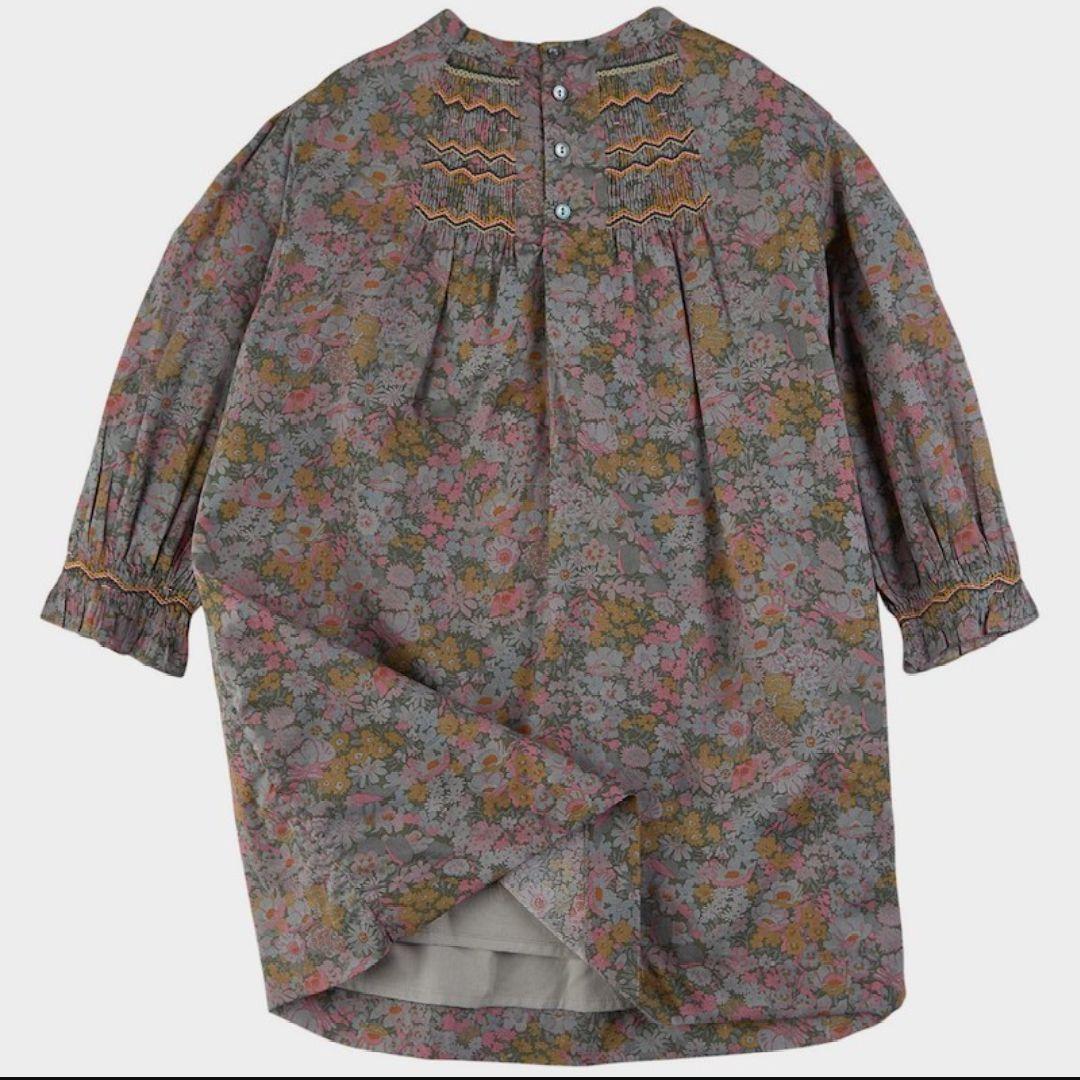 再値下げ【2度着用】ボンポワン 限定リバティ スモッキングドレス 10A