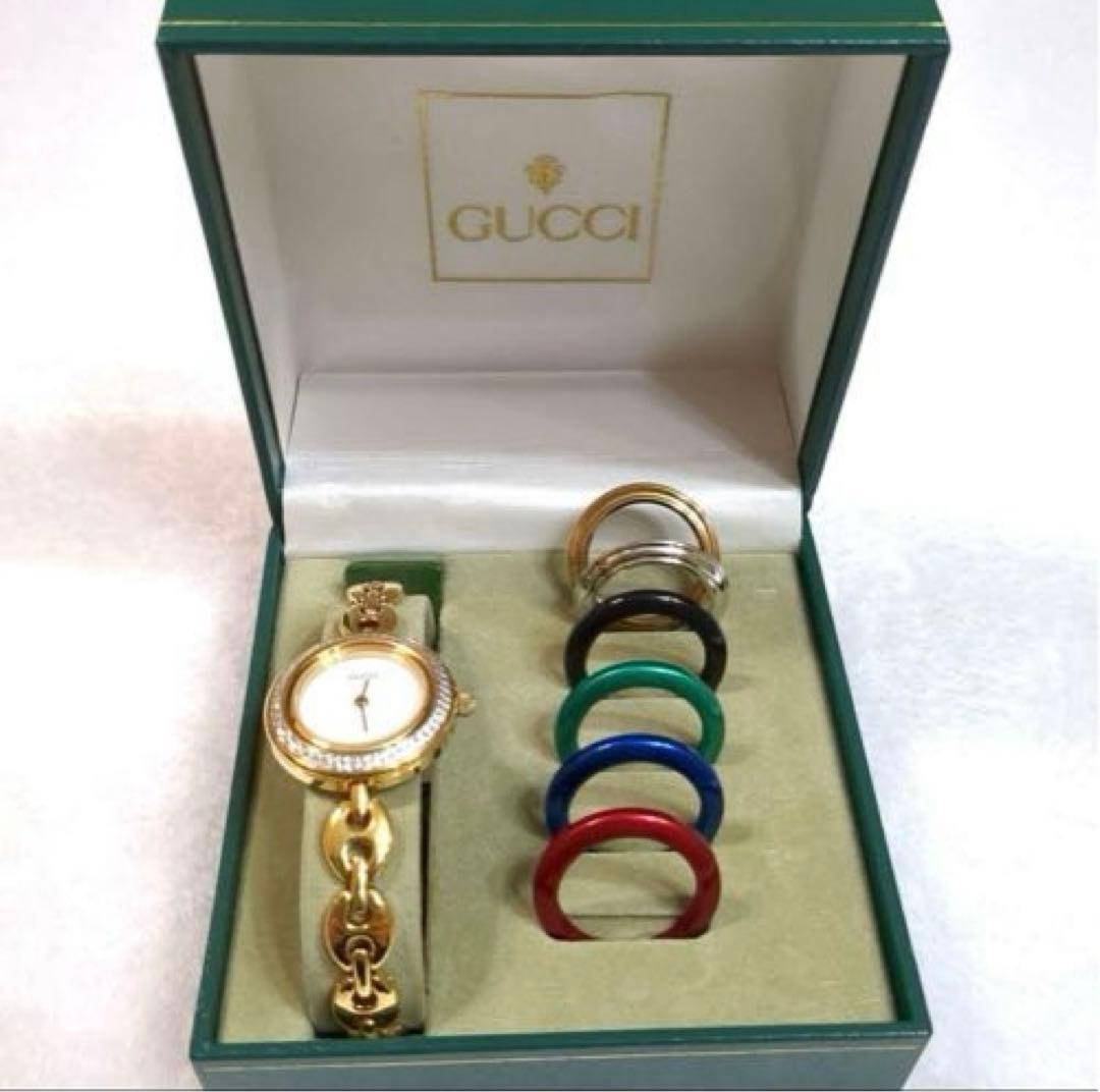 GUCCI グッチチェンジベゼル1200 6色 ゴールド 時計 　箱付き稼動品