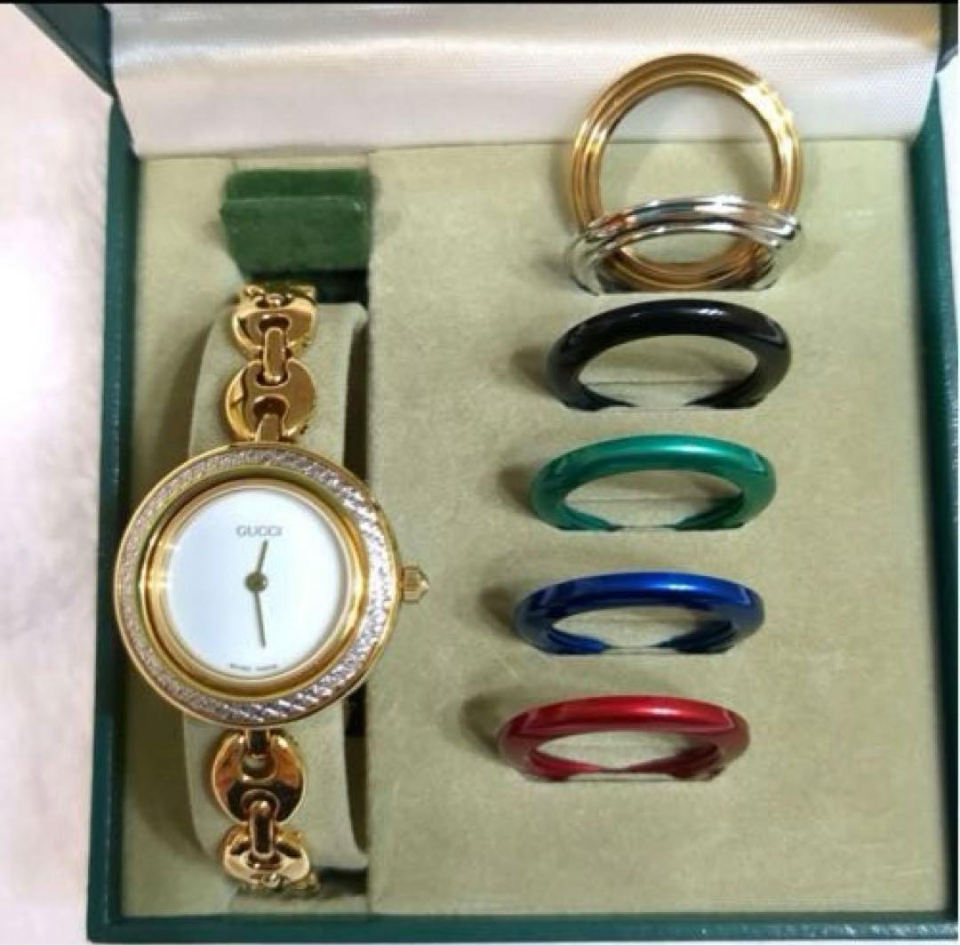 GUCCI グッチチェンジベゼル1200 6色 ゴールド 時計 　箱付き稼動品