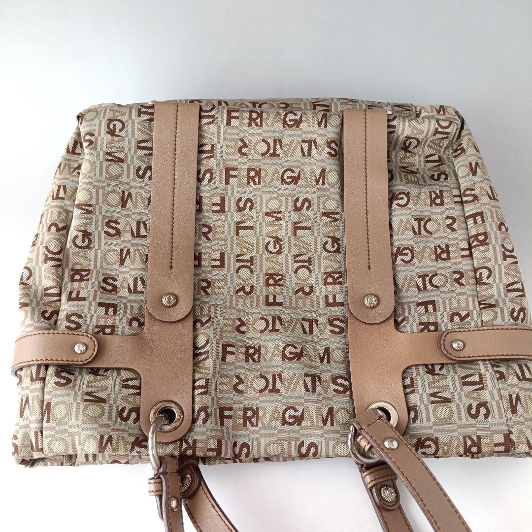 【美品】フェラガモ ロゴ キャンバス トートバッグ プリント