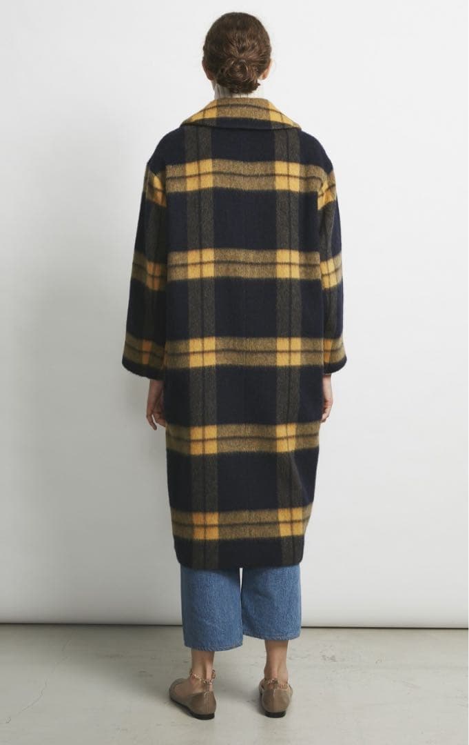 HELIOPOLE シャギーチェックコート　サイズ36