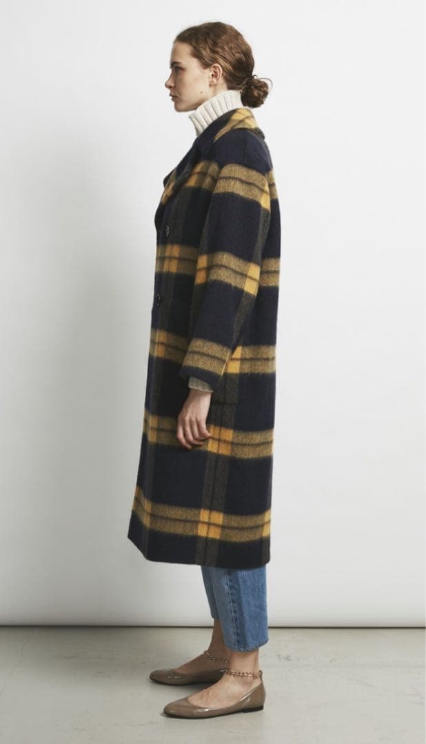 HELIOPOLE シャギーチェックコート　サイズ36