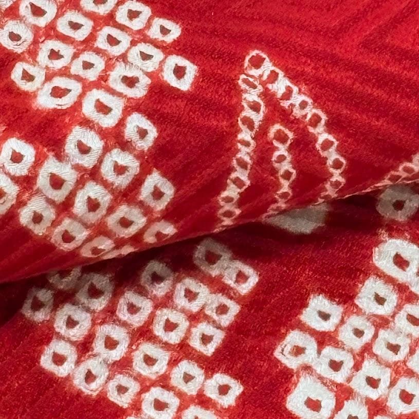 ゆりのはな　本振袖　総絞り　金駒刺繍　金彩入り　花柄　赤色系　正絹　K401