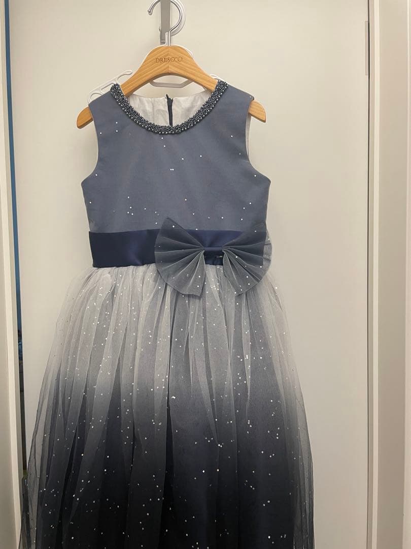 DORESSCO ドレスコ　グレイネイビーシルバースターロングドレス140