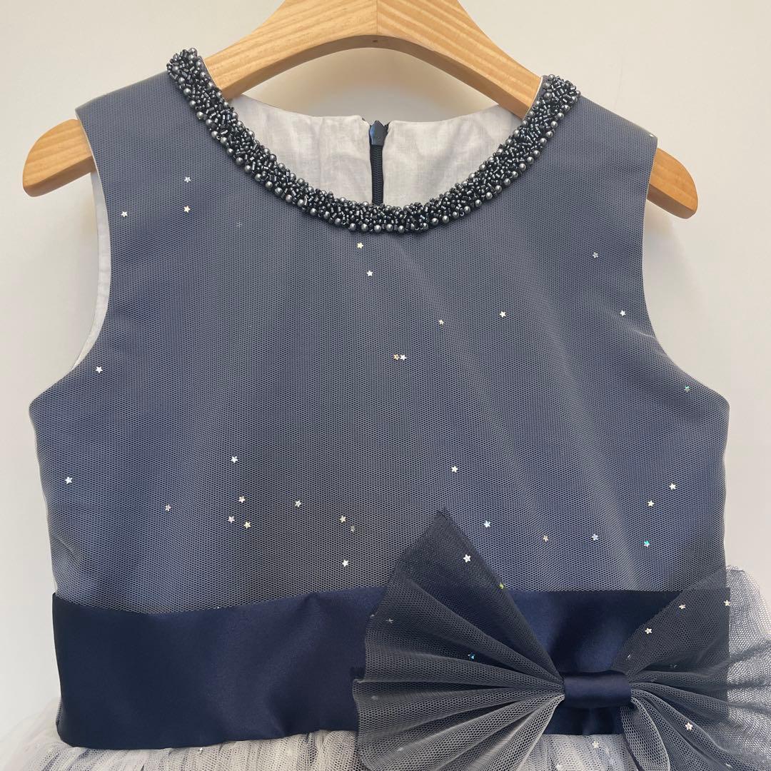 DORESSCO ドレスコ　グレイネイビーシルバースターロングドレス140