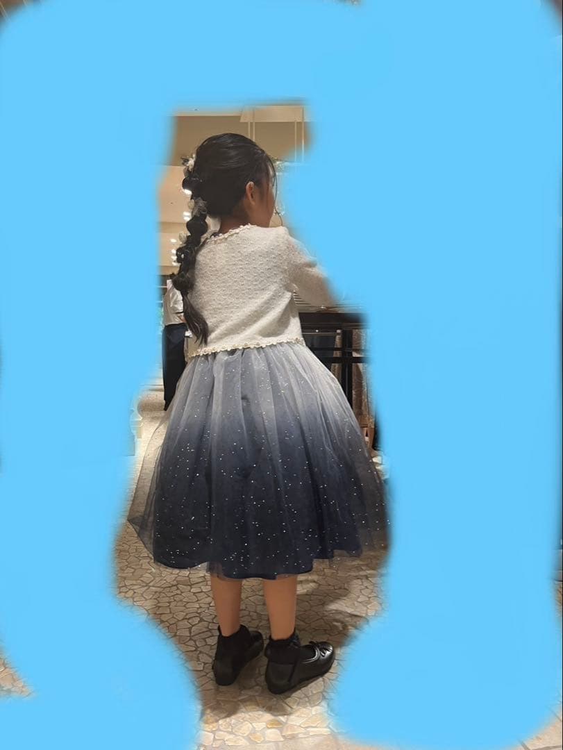 DORESSCO ドレスコ　グレイネイビーシルバースターロングドレス140