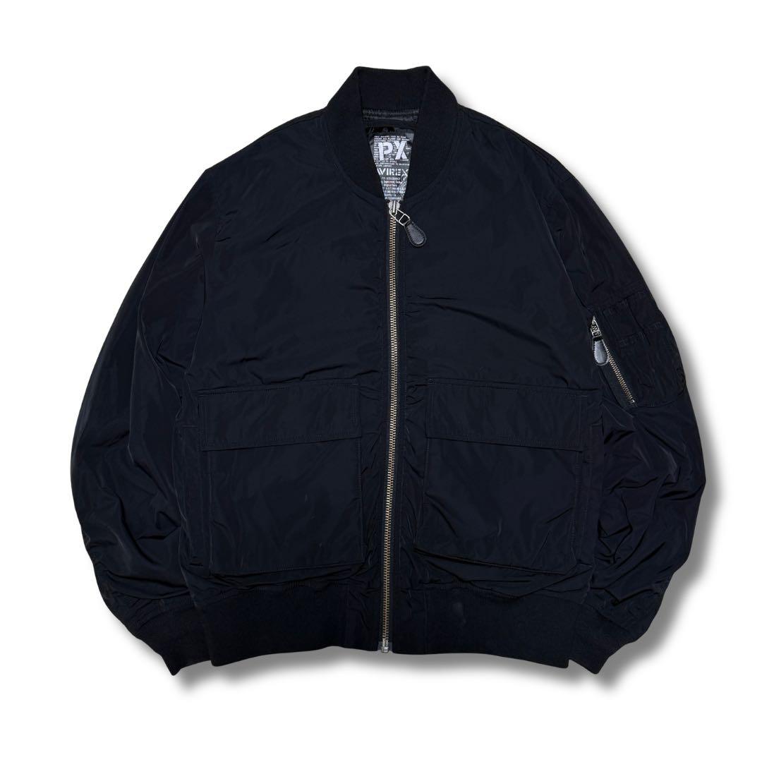 AVIREX PX MA-1 フライトジャケット ブラック L ミリタリー 短丈