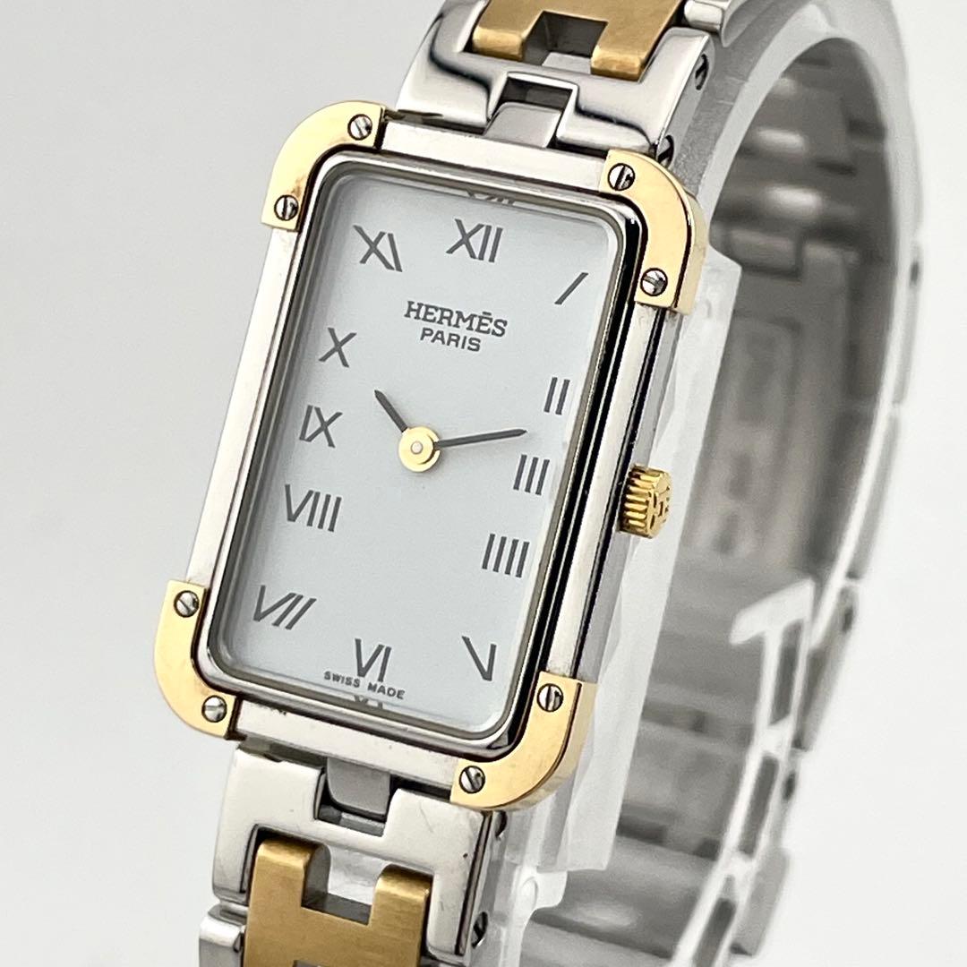 【稼働/新品電池】エルメス　クロアジュール　スクエア　腕時計　レディース