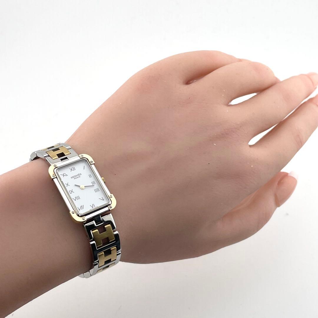 【稼働/新品電池】エルメス　クロアジュール　スクエア　腕時計　レディース