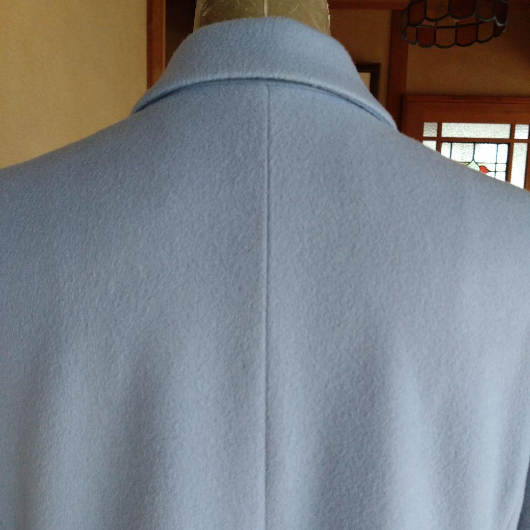 日本製レリアン毛100%ライトブルー チェスターコート 梅春色