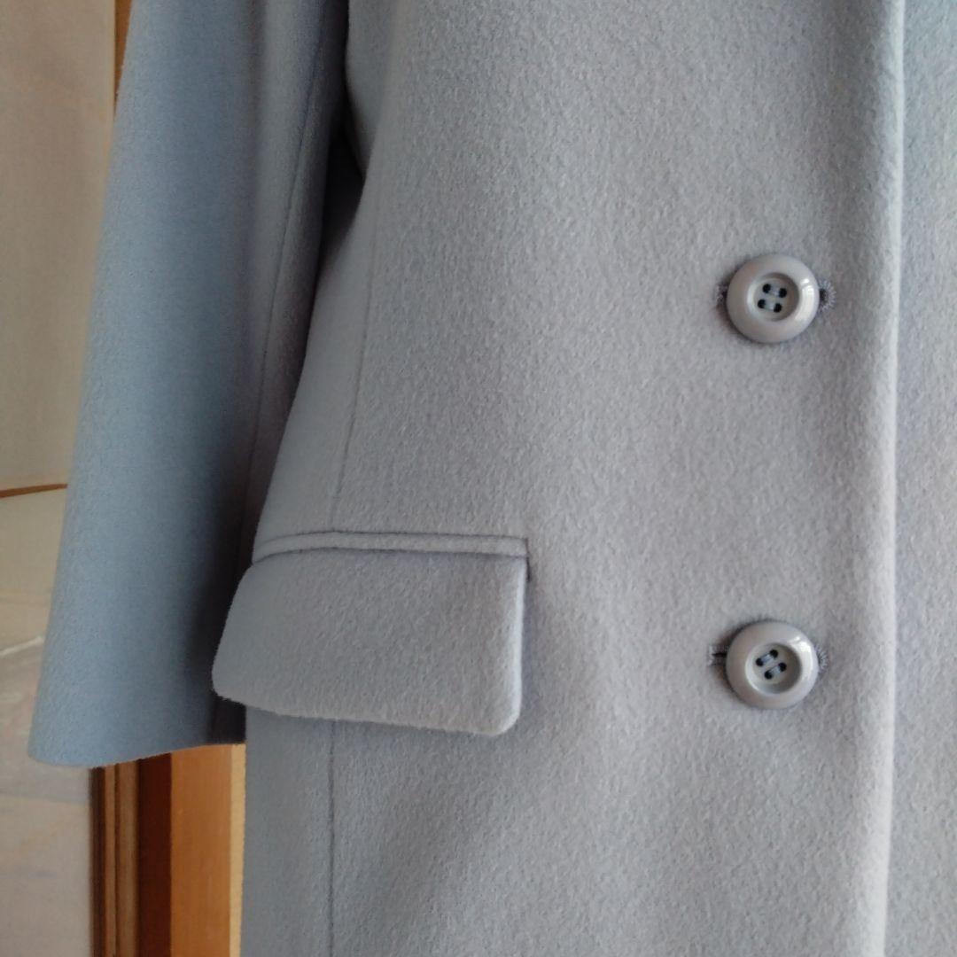 日本製レリアン毛100%ライトブルー チェスターコート 梅春色