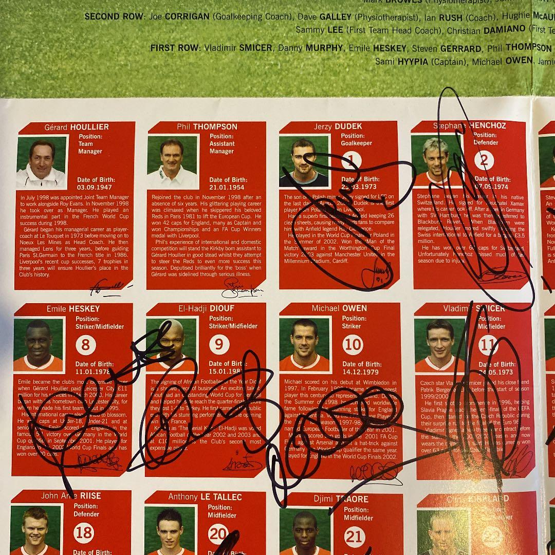 リヴァプール　2003-2004 直筆サイン入り ポスター　証明書付