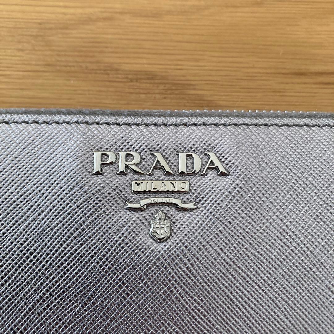 値下げPRADA サフィアーノレザー 長財布 シルバー