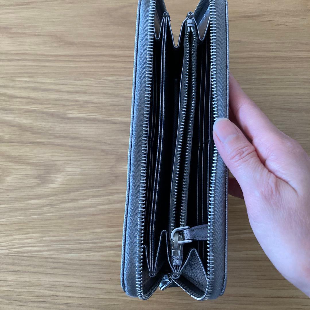 値下げPRADA サフィアーノレザー 長財布 シルバー