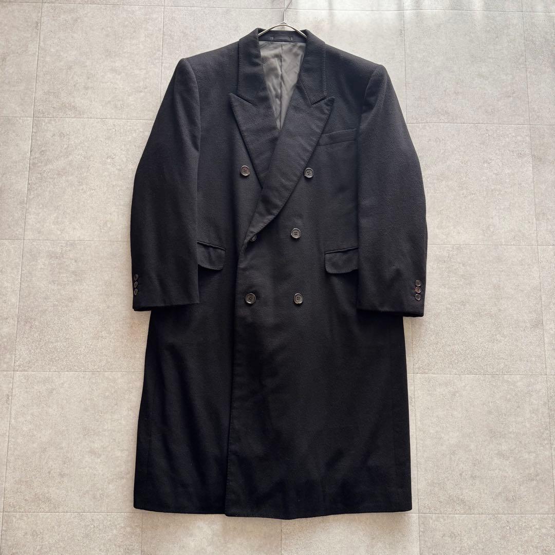 ランバン　チェスターコート　ロング カシミヤ100%　ダブル　黒　L～XLサイズ