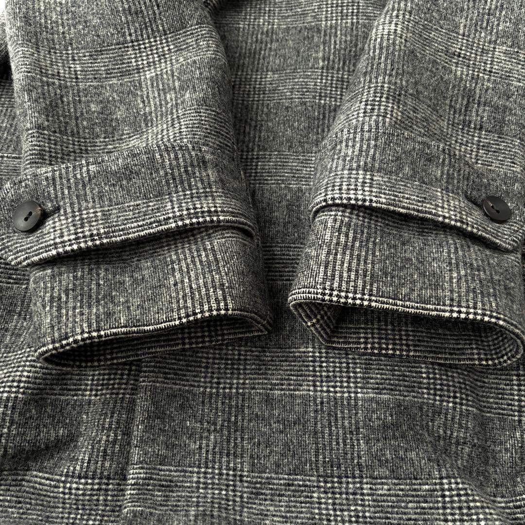 エイトン ATON ウール チェスターコート グレンチェック 白 黒 ロング丈