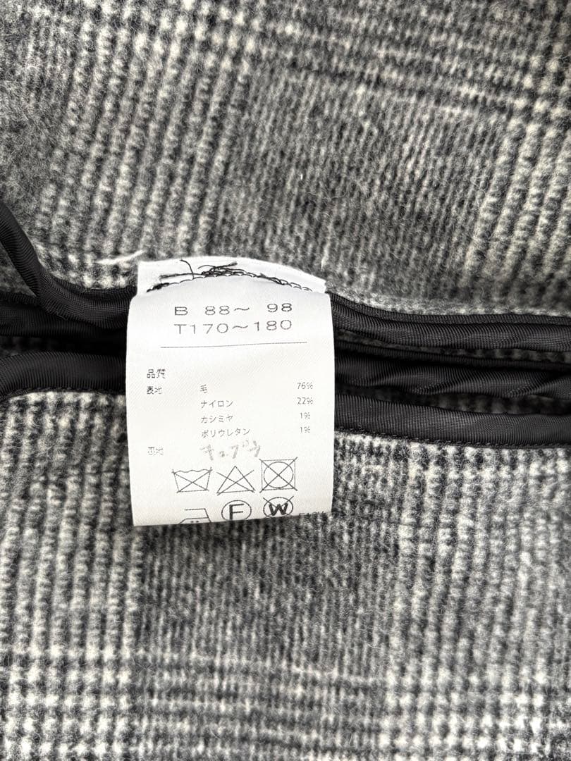 エイトン ATON ウール チェスターコート グレンチェック 白 黒 ロング丈