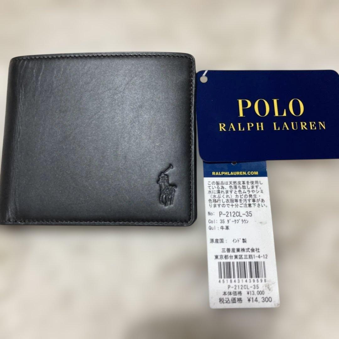 新品Polo Ralph Lauren二つ折り財布 ダークブラウンラルフローレン