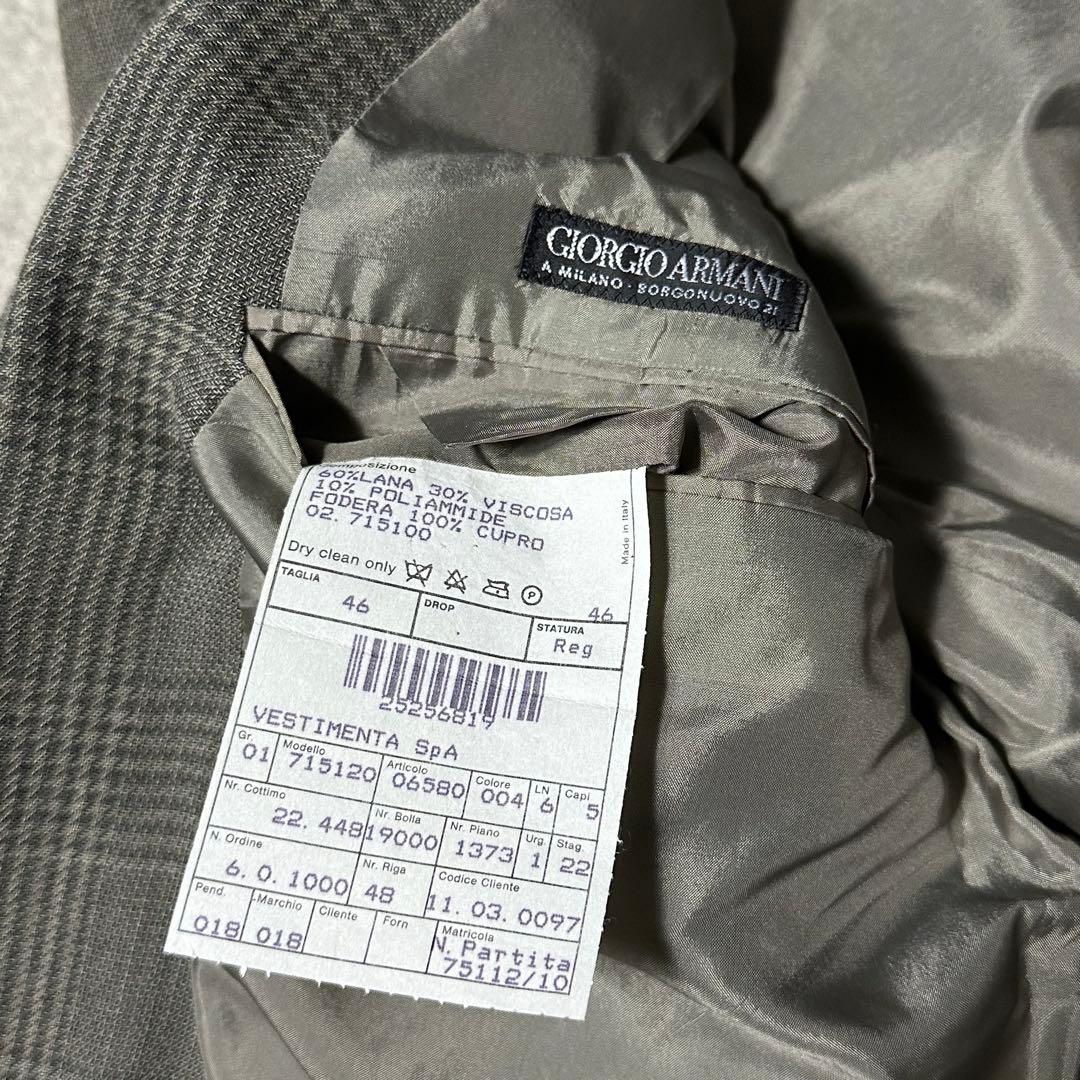 80s 美品 Giorgio Armani ダブル チェック ウールレーヨン