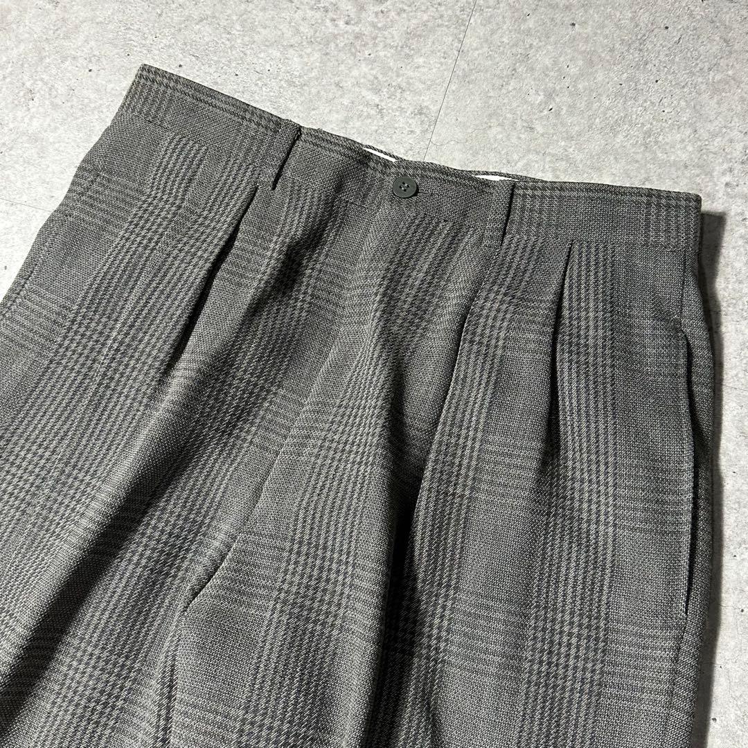 80s 美品 Giorgio Armani ダブル チェック ウールレーヨン