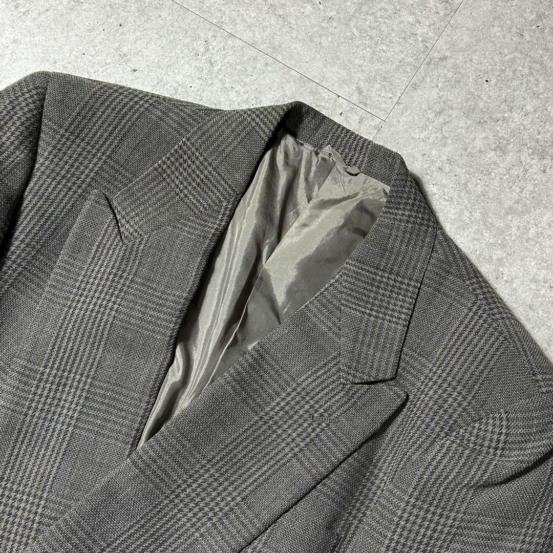 80s 美品 Giorgio Armani ダブル チェック ウールレーヨン