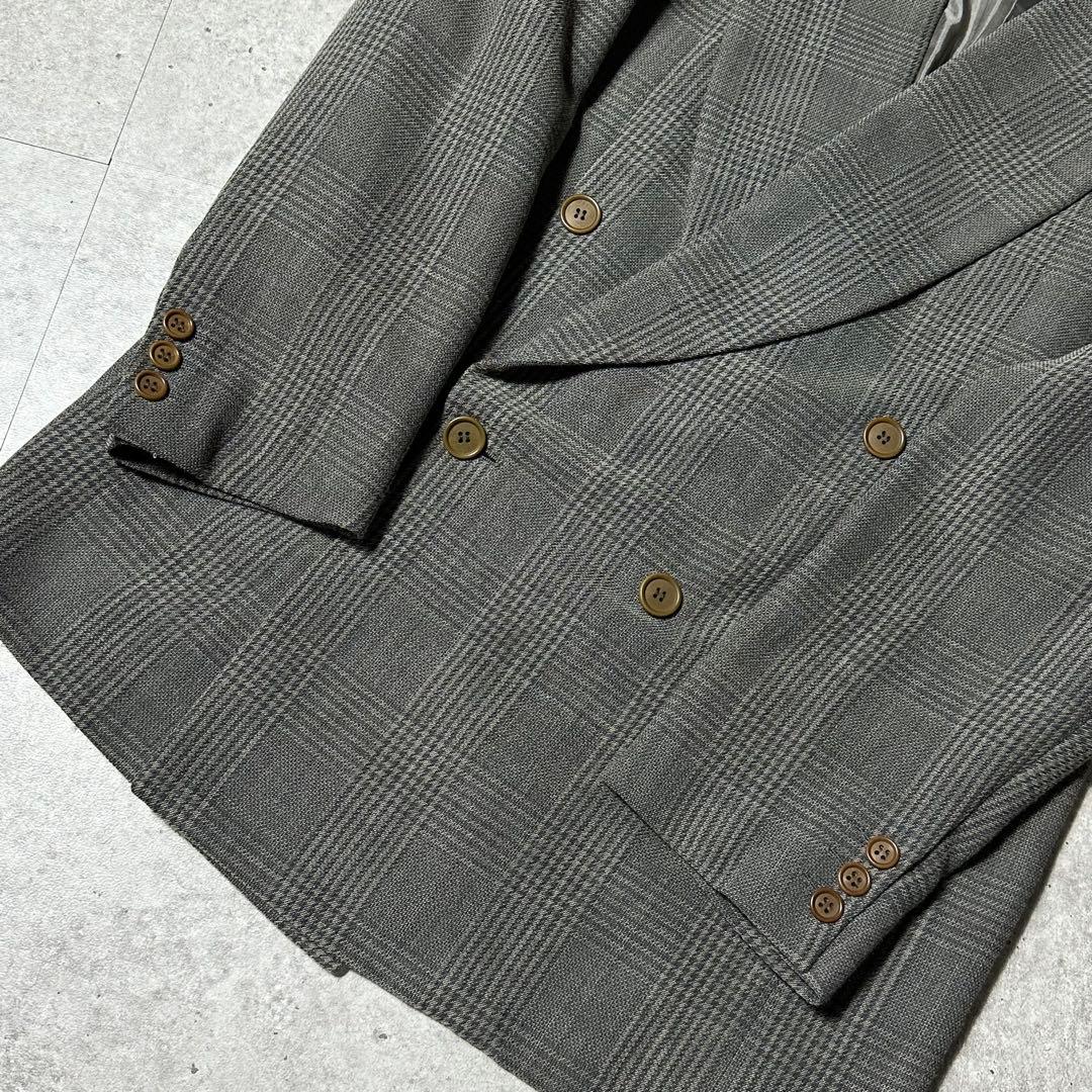 80s 美品 Giorgio Armani ダブル チェック ウールレーヨン