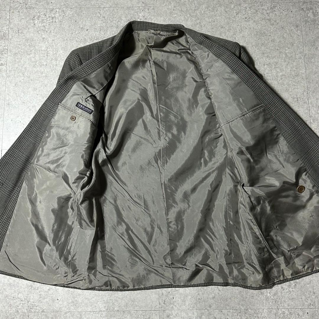 80s 美品 Giorgio Armani ダブル チェック ウールレーヨン