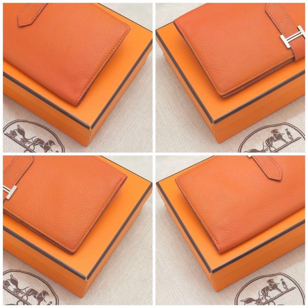 ✨新品同様✨HERMESベアン❤️二折長財布♪オレンジ