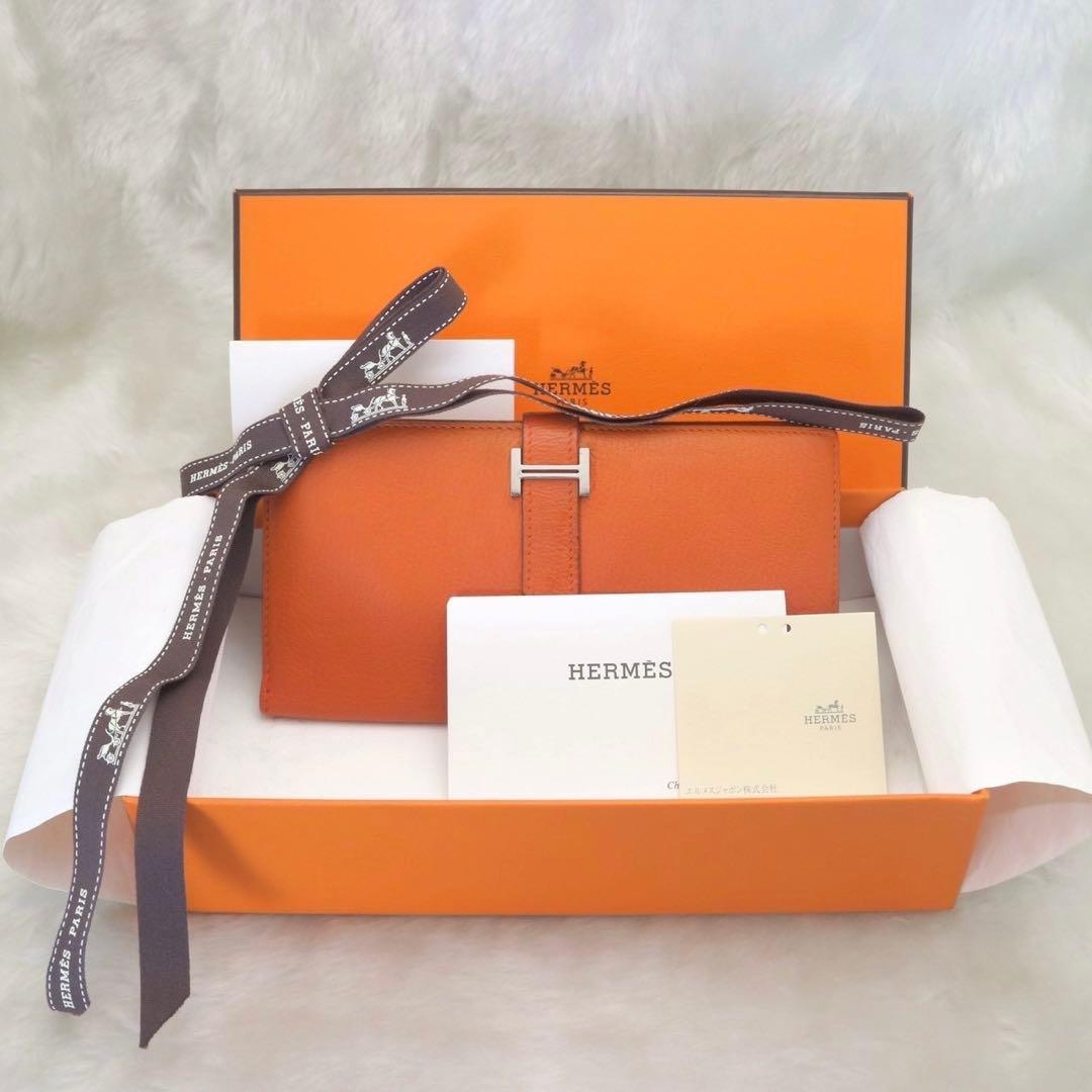 ✨新品同様✨HERMESベアン❤️二折長財布♪オレンジ