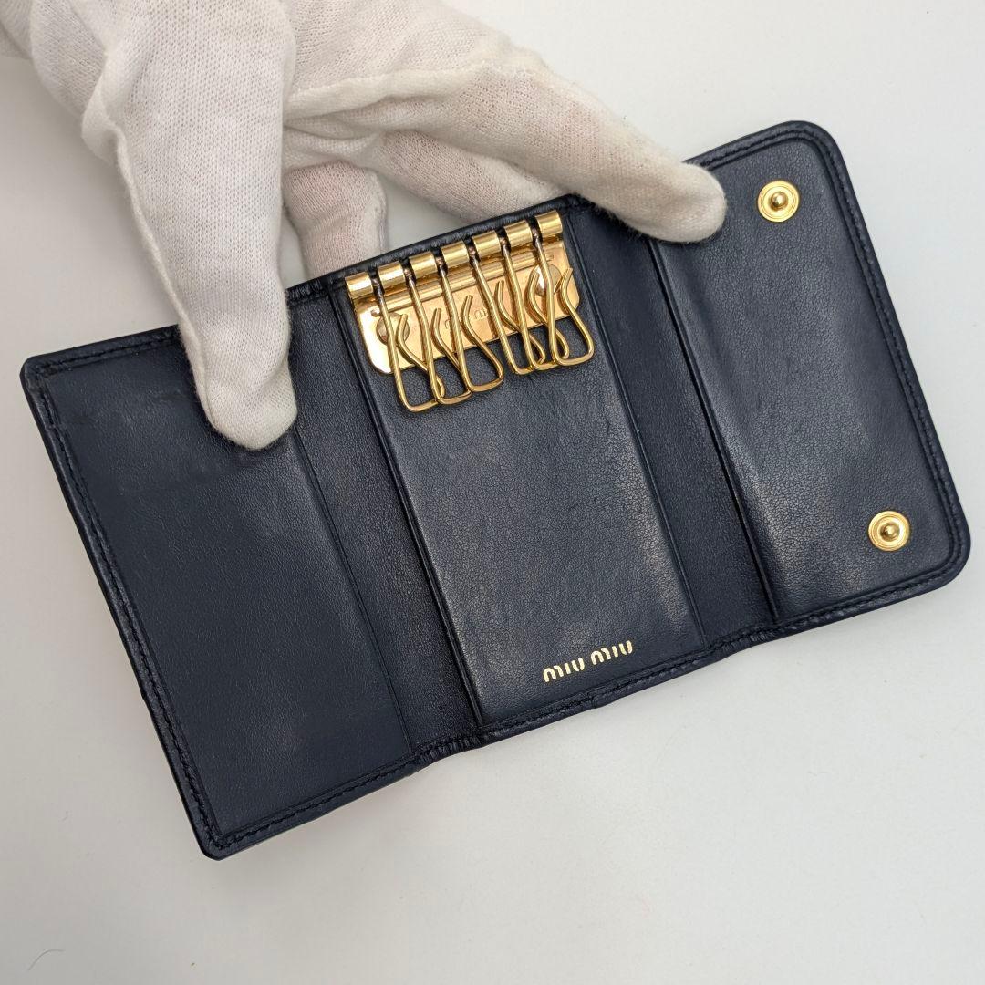 MIUMIU ６連 キーケース さくらんぼ デニム調 ネイビー ゴールド金具