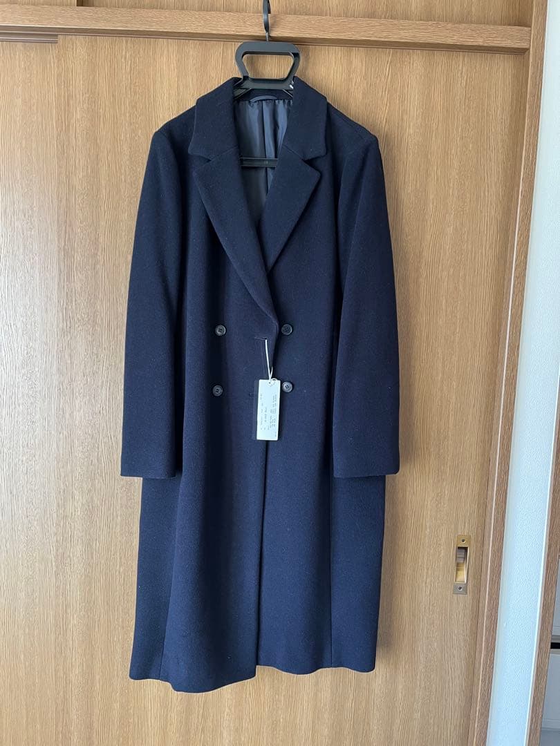 ネイビー ダブルブレスト チェスターコート 40