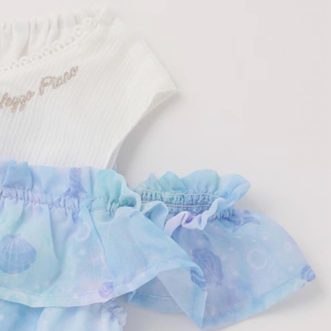 メゾピアノ シェル柄シフォン　肩開きワンピース　120